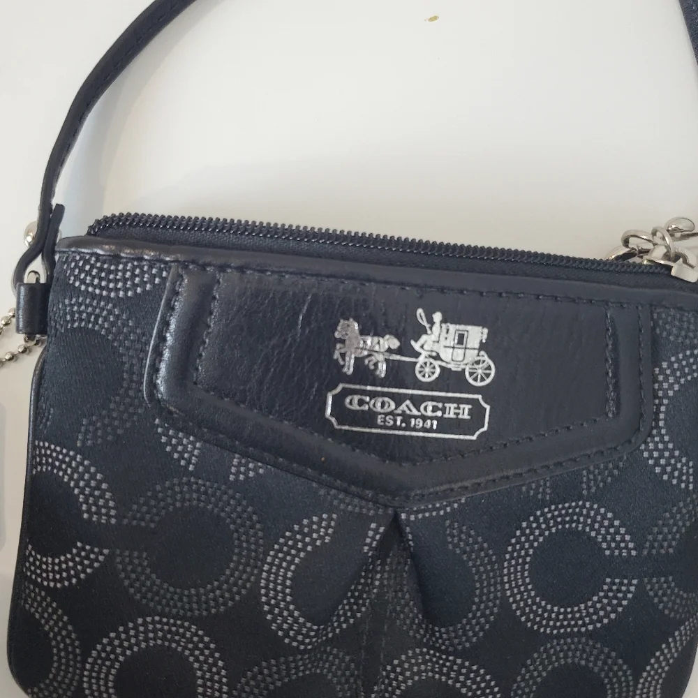 COACH Black Signature Wristlet Pouch